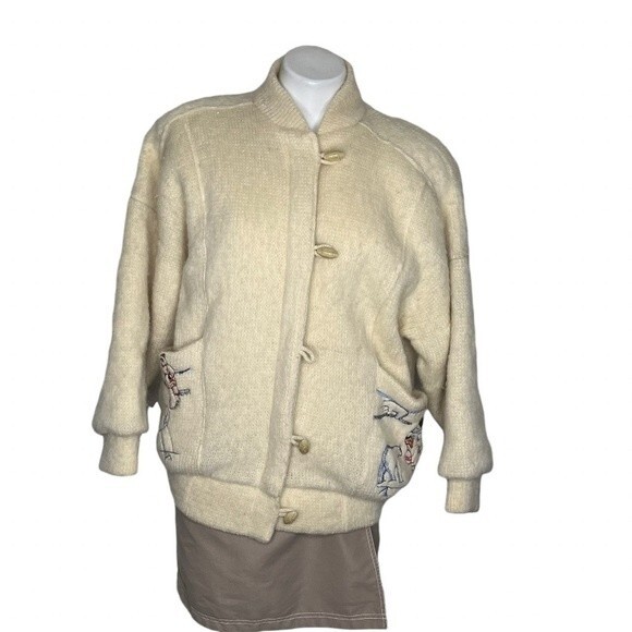 TUNDRA Sweater Jacket Embroidered Pockets 100% Wool Lined Small Vintage 70’s - Picture 1 of 12